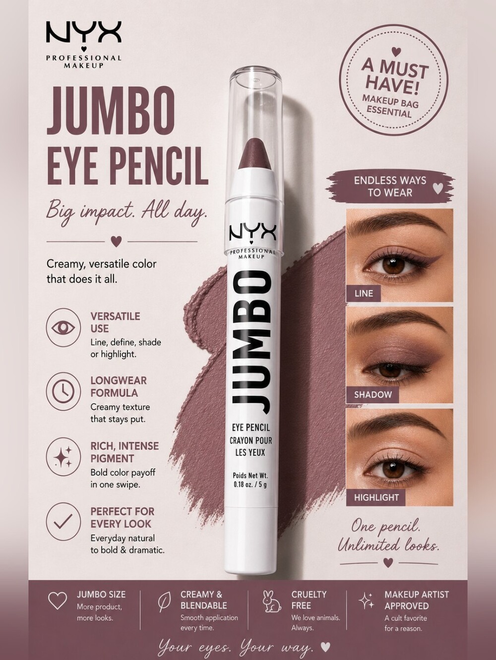 💙 NYX Jumbo Eye Pencil - Camel Brown